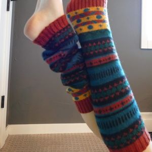 Knit Striped Leg Warmers